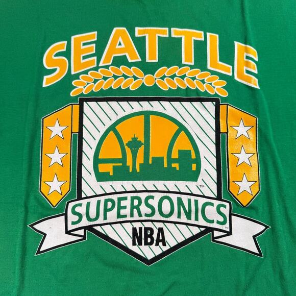 vintage seattle supersonics green t-shirt size large single stitch - Picture 5 of 5